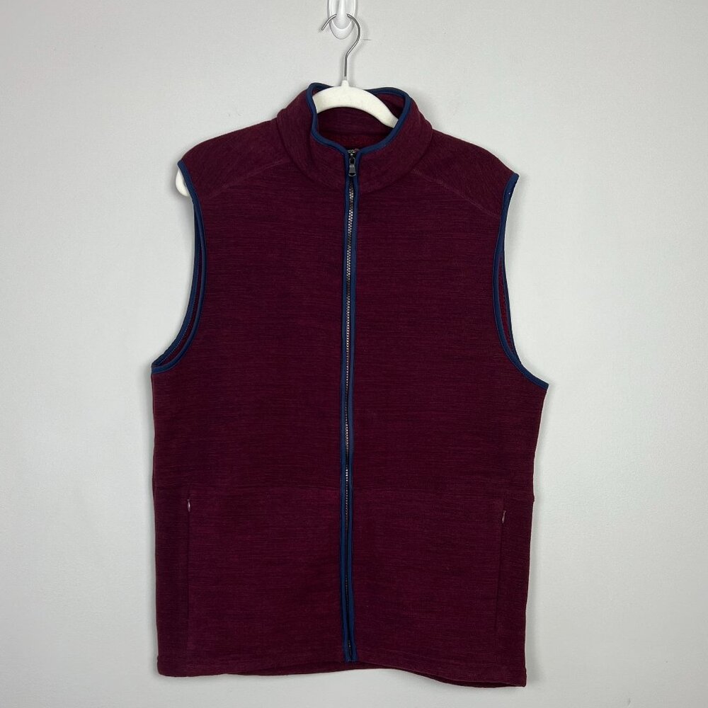 Bonobos Cherry Red Fleece Vest Zip Front Activewear Lightweight Layer Size M